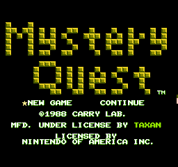 Mystery Quest (USA) Title Screen